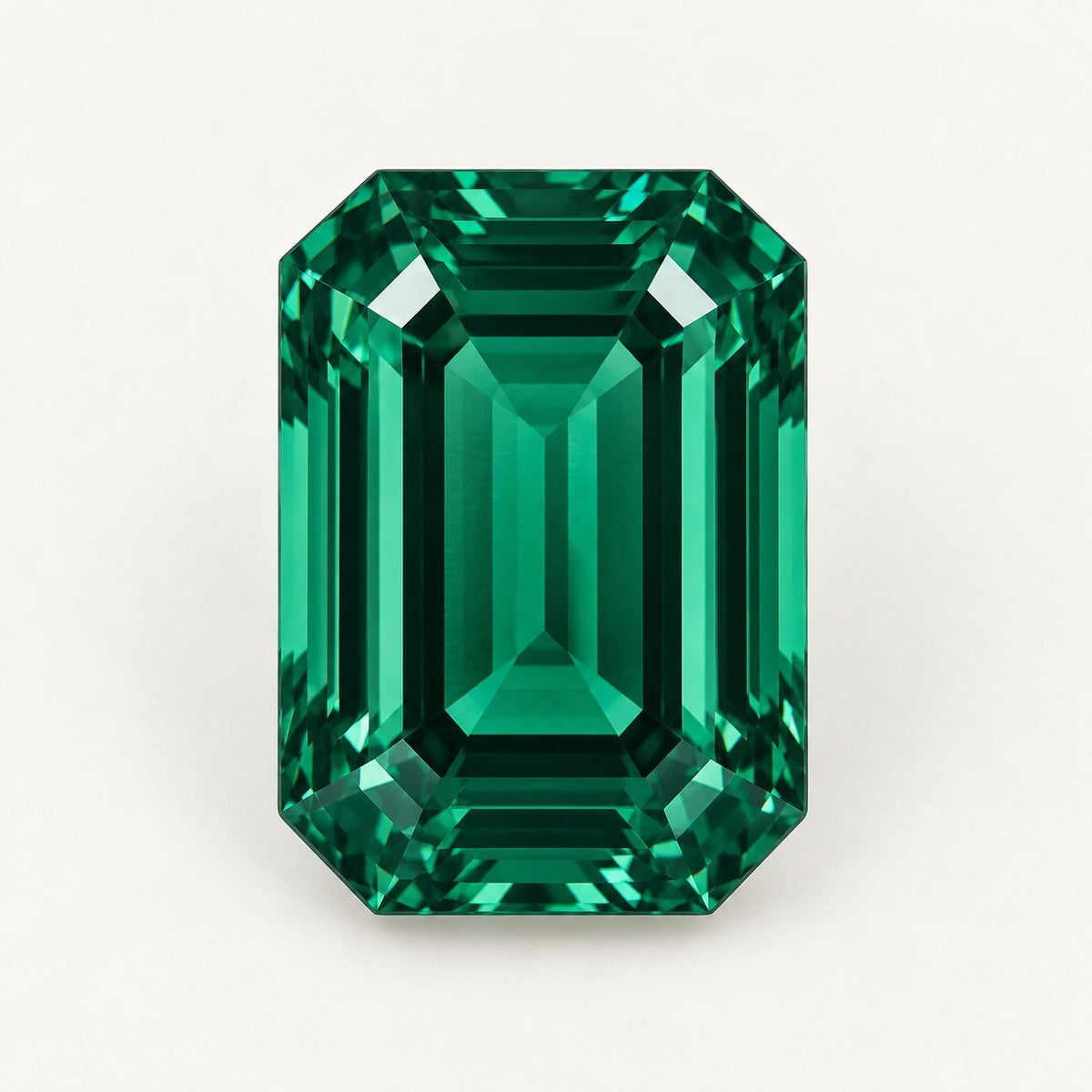 Zambian-colour lab-grown emerald, emerald cut