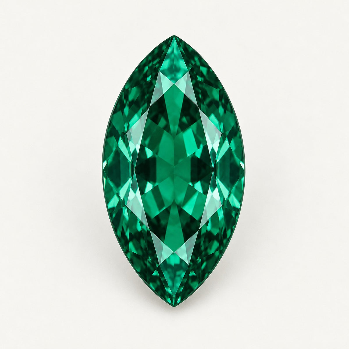 Zambian-colour lab-grown emerald, marquise cut