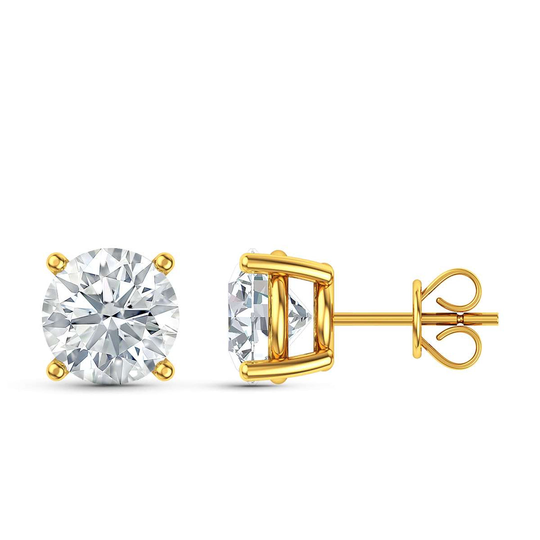 Solitaire diamond stud earrings set in Gold