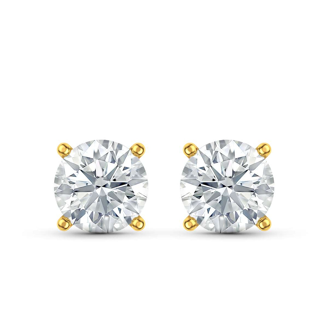 Solitaire diamond stud earrings set in Gold