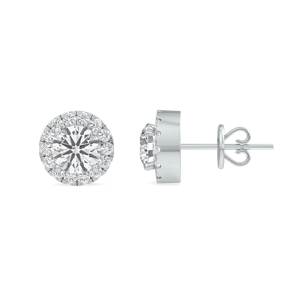 Halo diamond earrings set in White gold