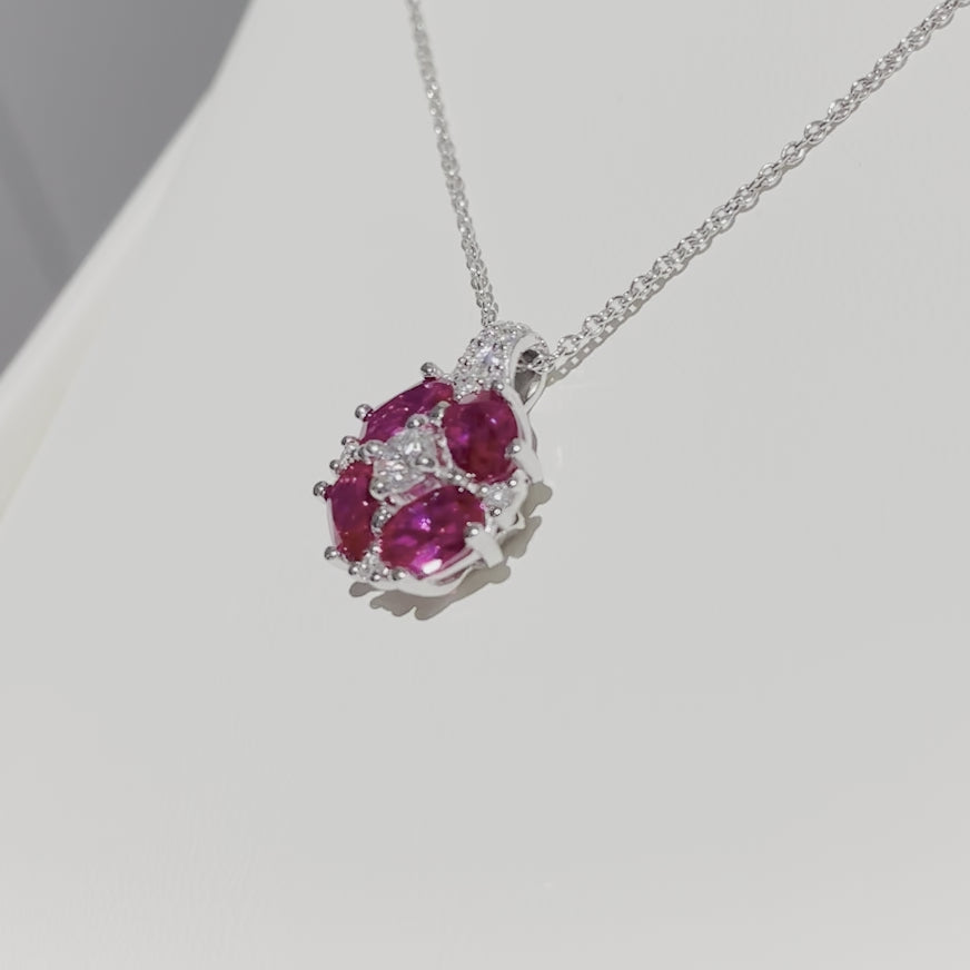 Pristi Necklace in Diamond and Ruby set in White gold