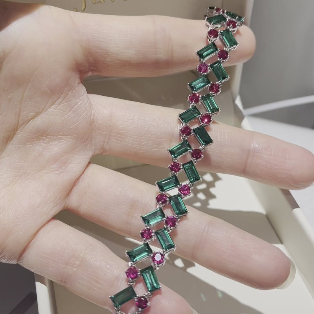 Dante bracelet in Emerald and Ruby set in White gold