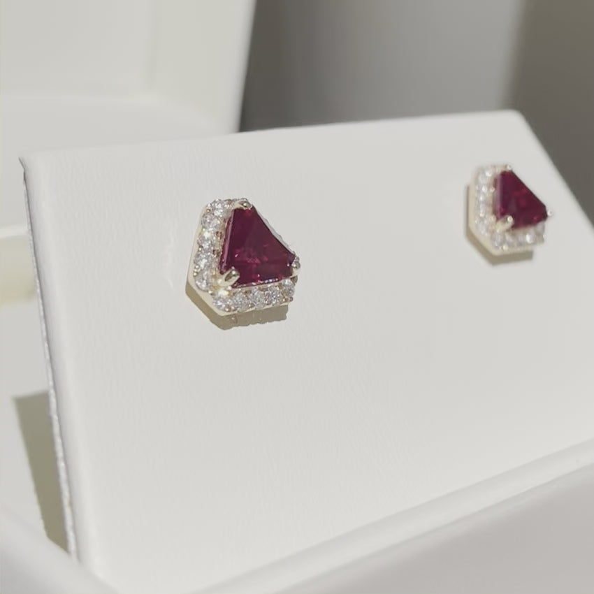 Diana earrings in Ruby and Diamond set in Pink gold