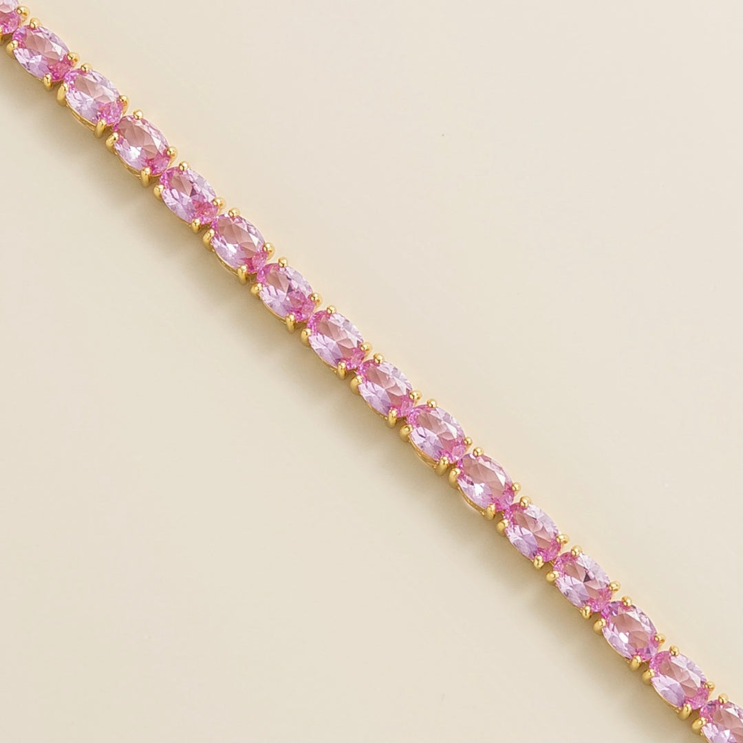 Salto gold tennis bracelet set with Pink sapphire