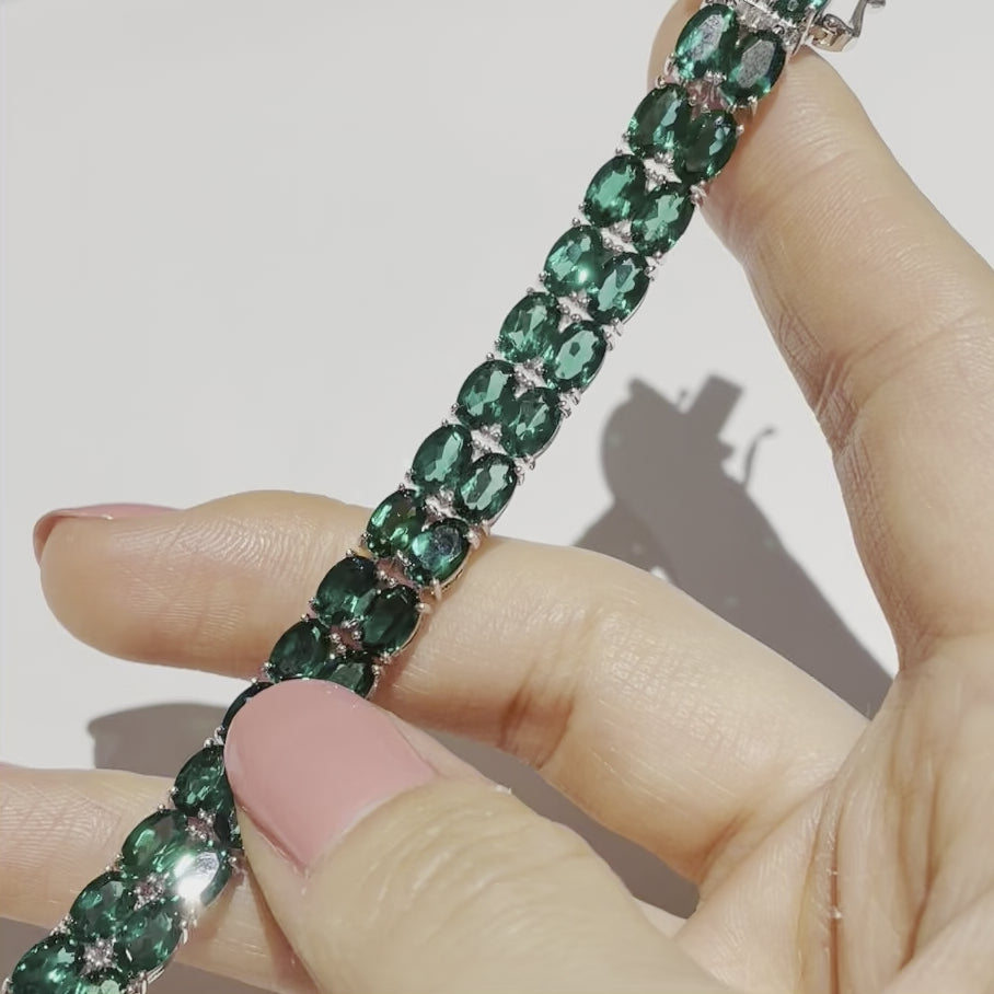 Review of Salto Double Tennis Bracelet In Emerald Set In White Gold Best London Jewellery Store