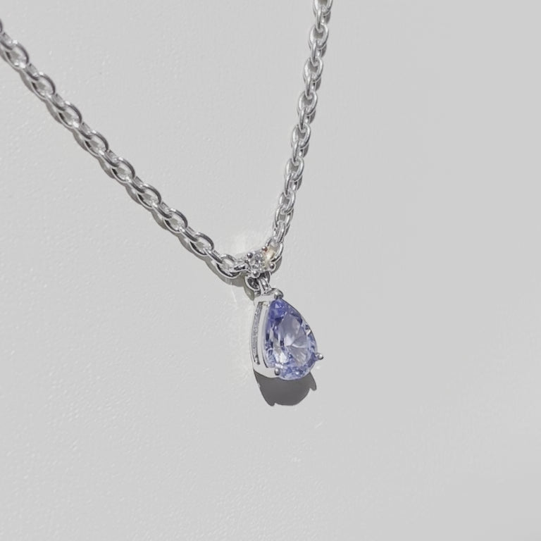 Ori small pendant necklace in Pastel blue sapphire and Diamond set in White gold