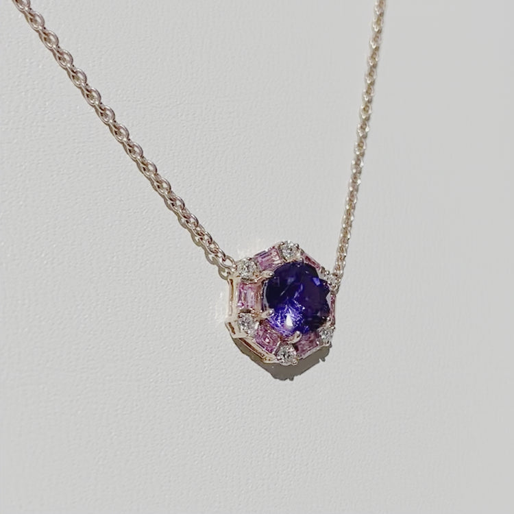 Video Review of Melba Rose Gold Set With Purple Sapphire Pink Sapphire and Diamond Necklace 