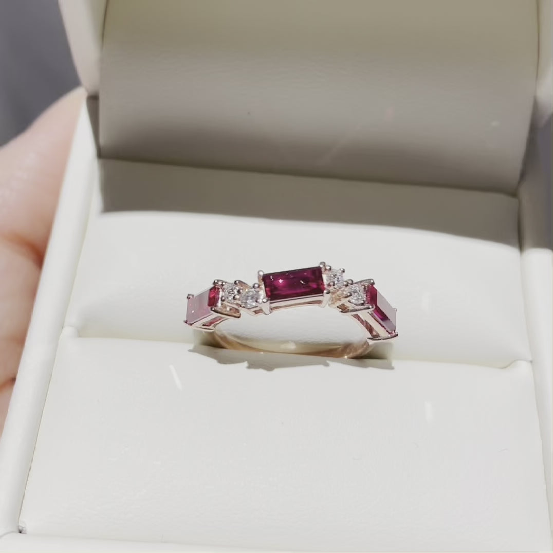 Forma Rose Gold Ring Set With Ruby & Diamond