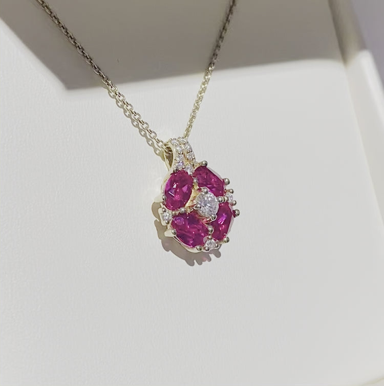 Juvetti Bespoke Jewellery London Pristi Gold Necklace Diamond and Ruby