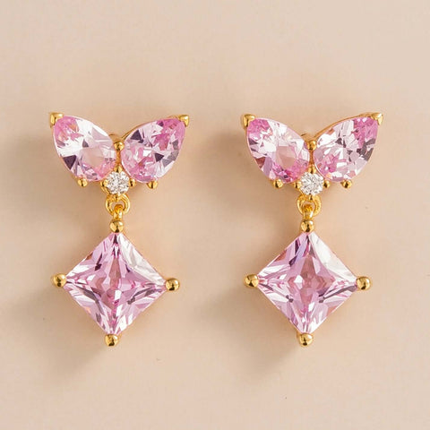 Amore Pink Sapphire and Diamond Butterfly Drop Earrings in Gold Amore Pink Sapphire and Diamond Butterfly Drop Earrings in Gold