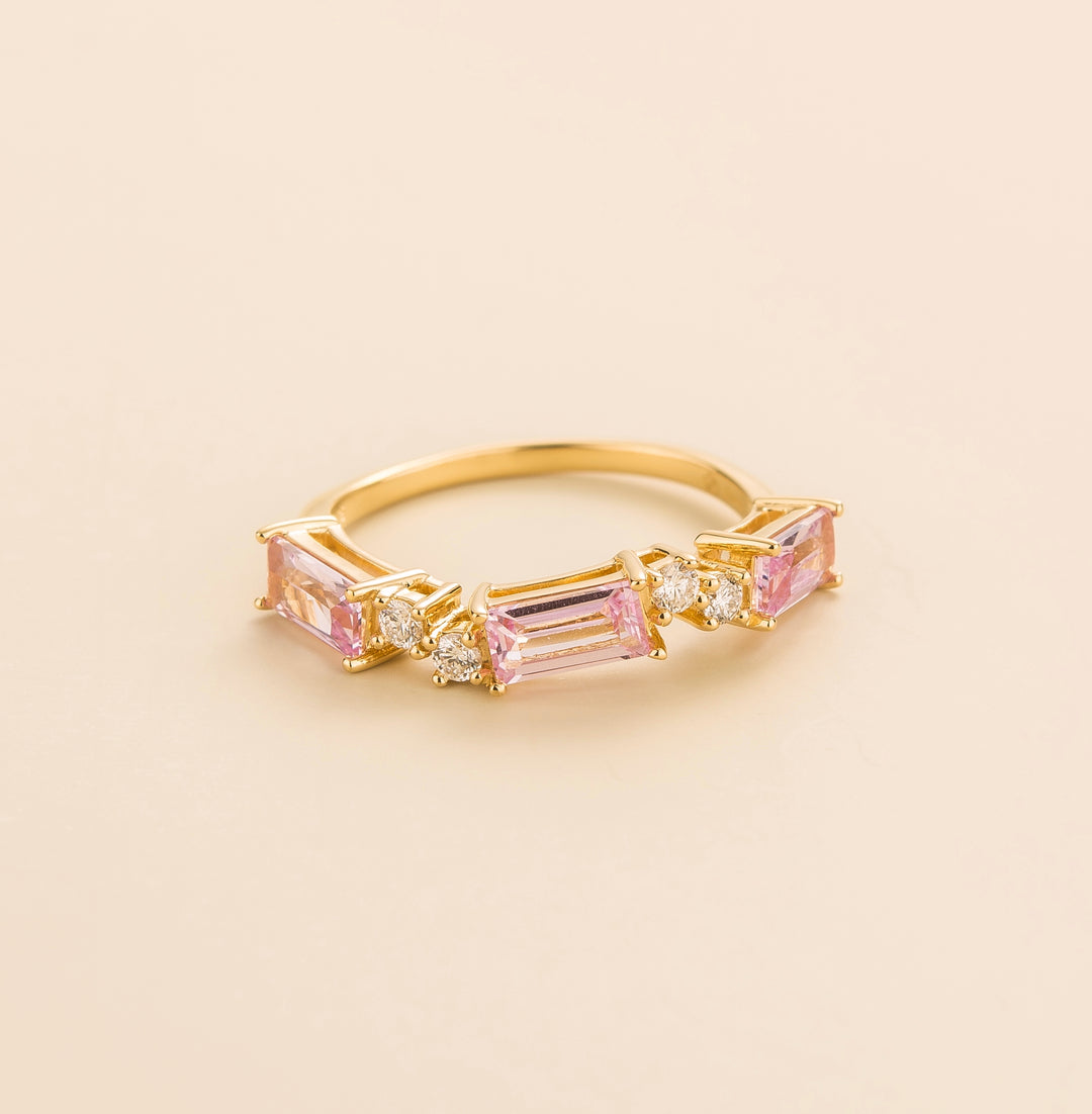 Forma gold ring in Pink sapphire & Diamond