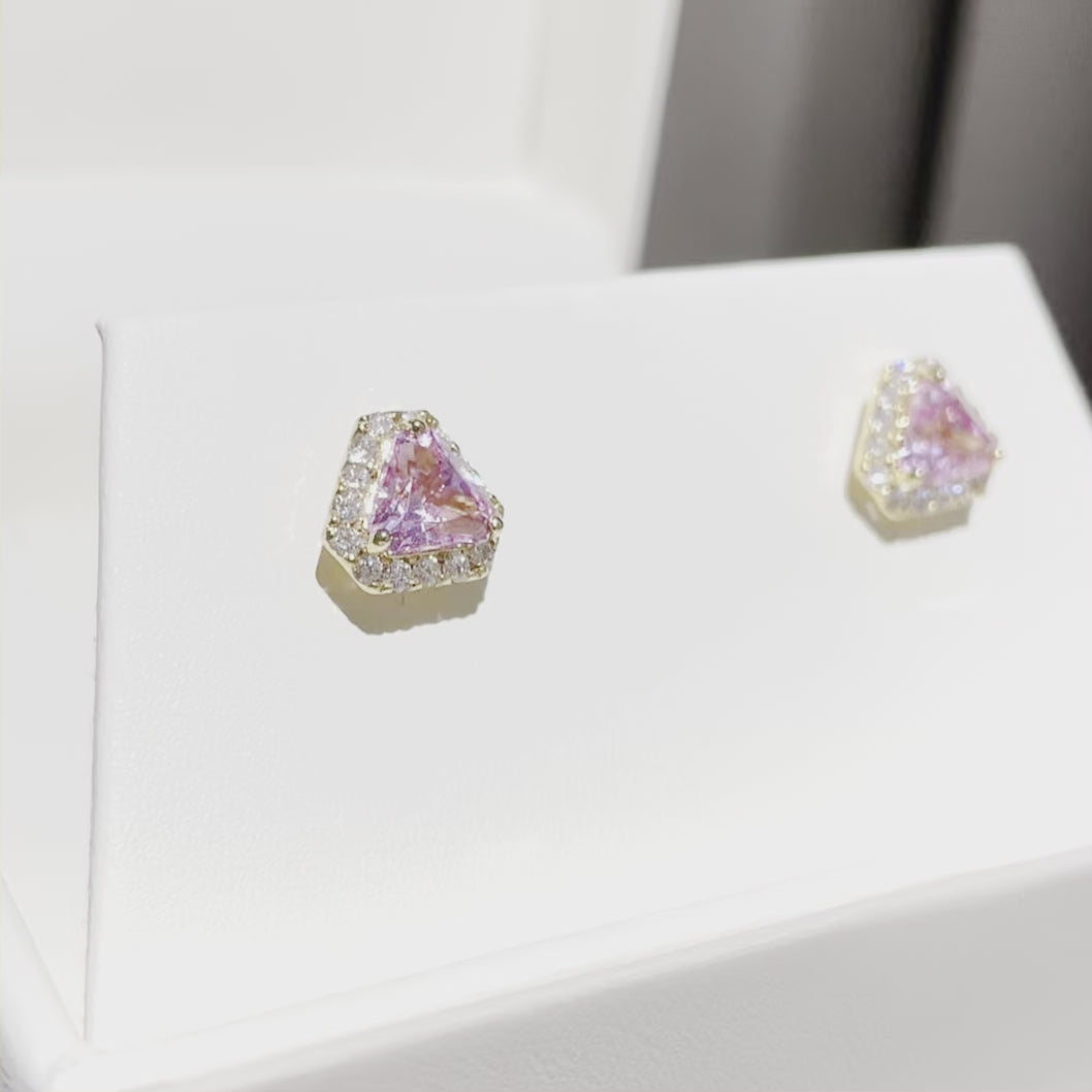 Diana Gold Earrings In Pink Sapphire & DiamondJuvetti Jewelry London UK