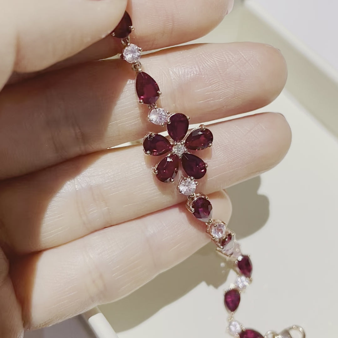 Florea Rose Gold Bracelet In Ruby, Pink Sapphire & Diamond