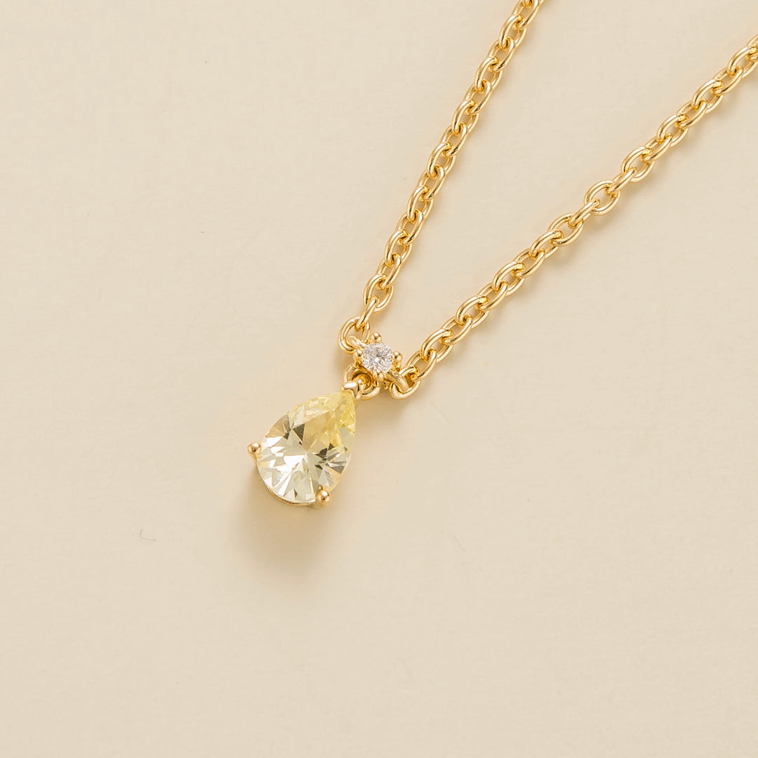 Ori small pendant necklace in Yellow sapphire and Diamond set in Gold