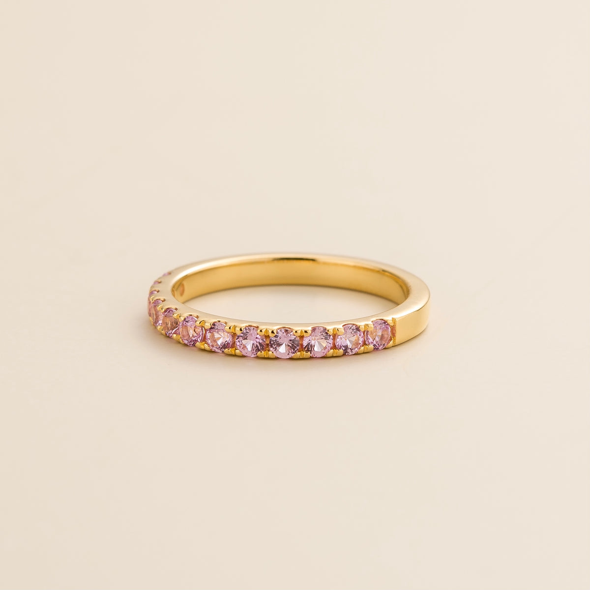 Salto Pink Sapphire Half Eternity Gold Ring